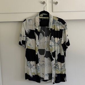 All Saints Black and White Graphic Shirt